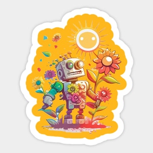 happy farmer robot Sticker